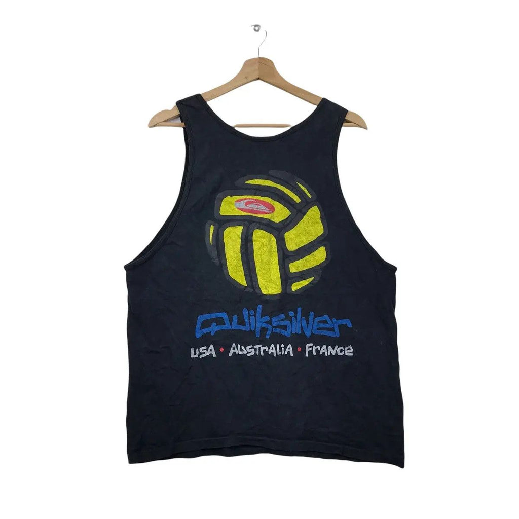 Vintage QUIKSILVER SURFING Made In USA Tank Top Tee Shirt Australia France Single Stitches