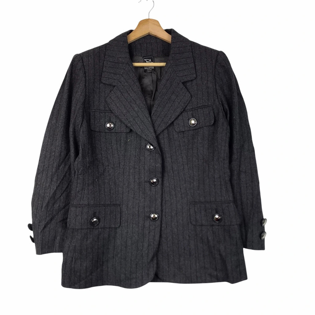 Vintage 90' PAOLA ANTONINI Made In Italy Striped Blazer Coat Tweed Jacket Workwear