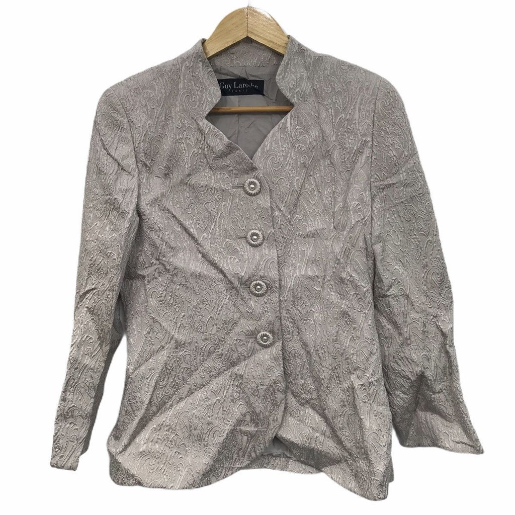 Vintage GUY LAROCHE PARIS Lace Paisley Embroidered Coat Blouse Cardigan Top