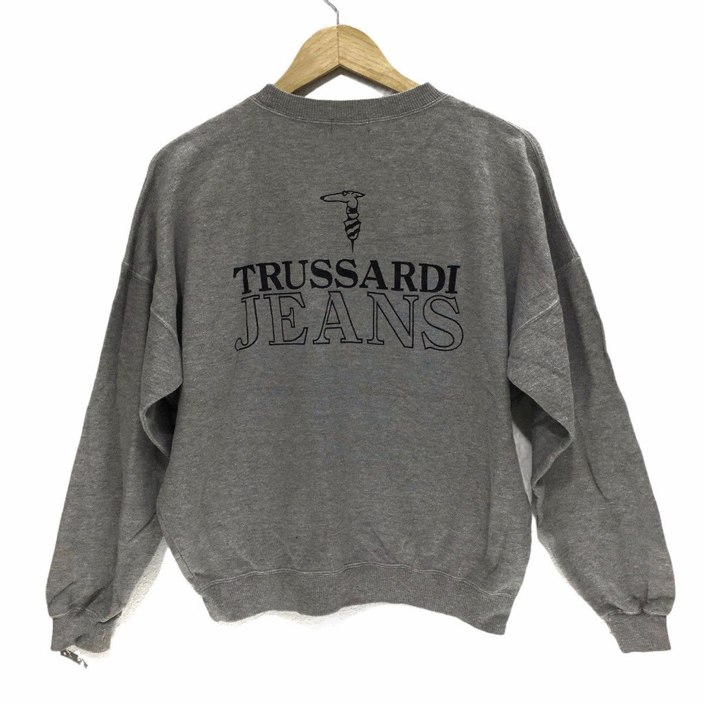 Vintage TRUSSARDI ITALY Sweatshirt Out Logo Gray Crewneck Sweater Jumper