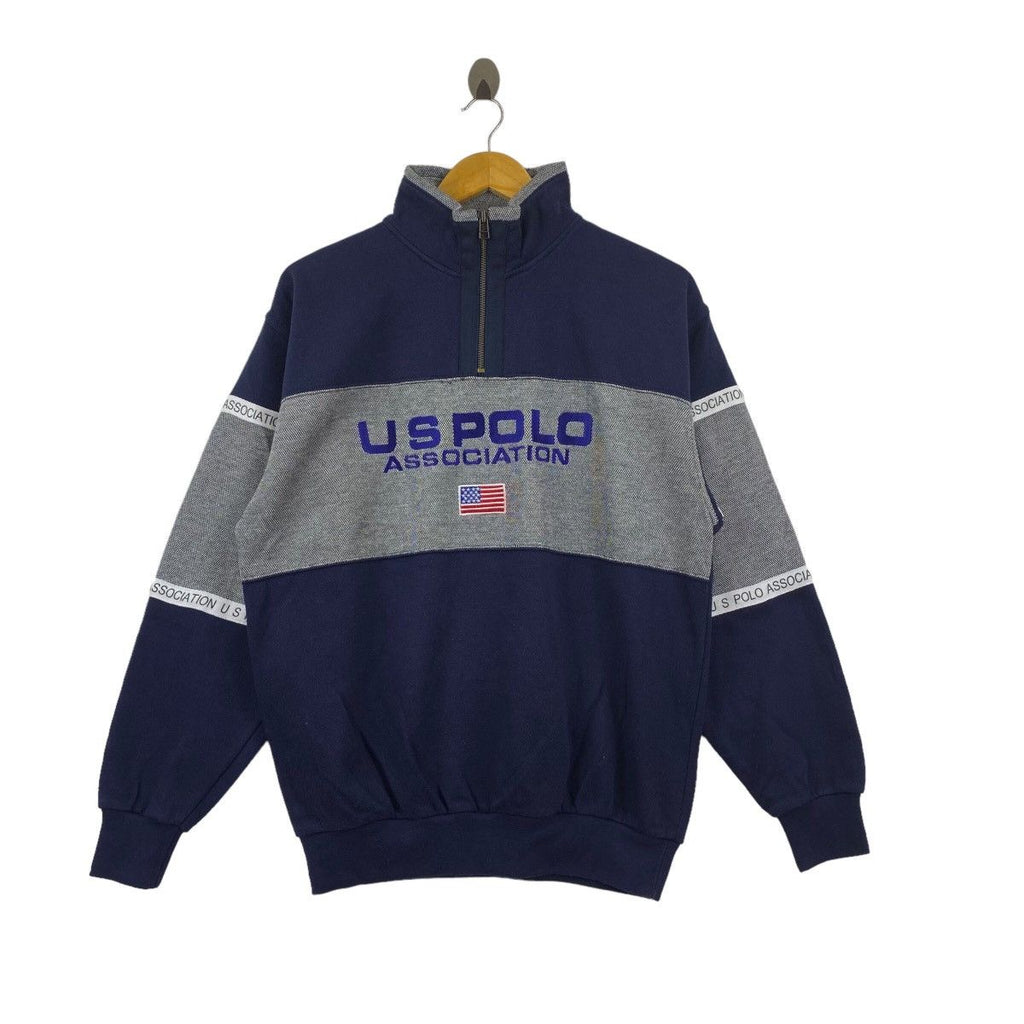 Vintage US POLO ASSOCIATION Embroidered Half Zipper Sweatshirt Sweater Pullover Jumper