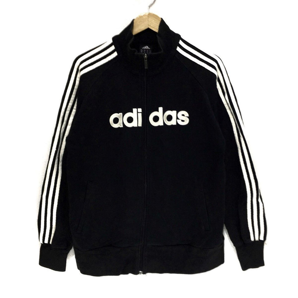 ADIDAS Big Logo Black Football Zipper Sweater Sweatshirt Jacket