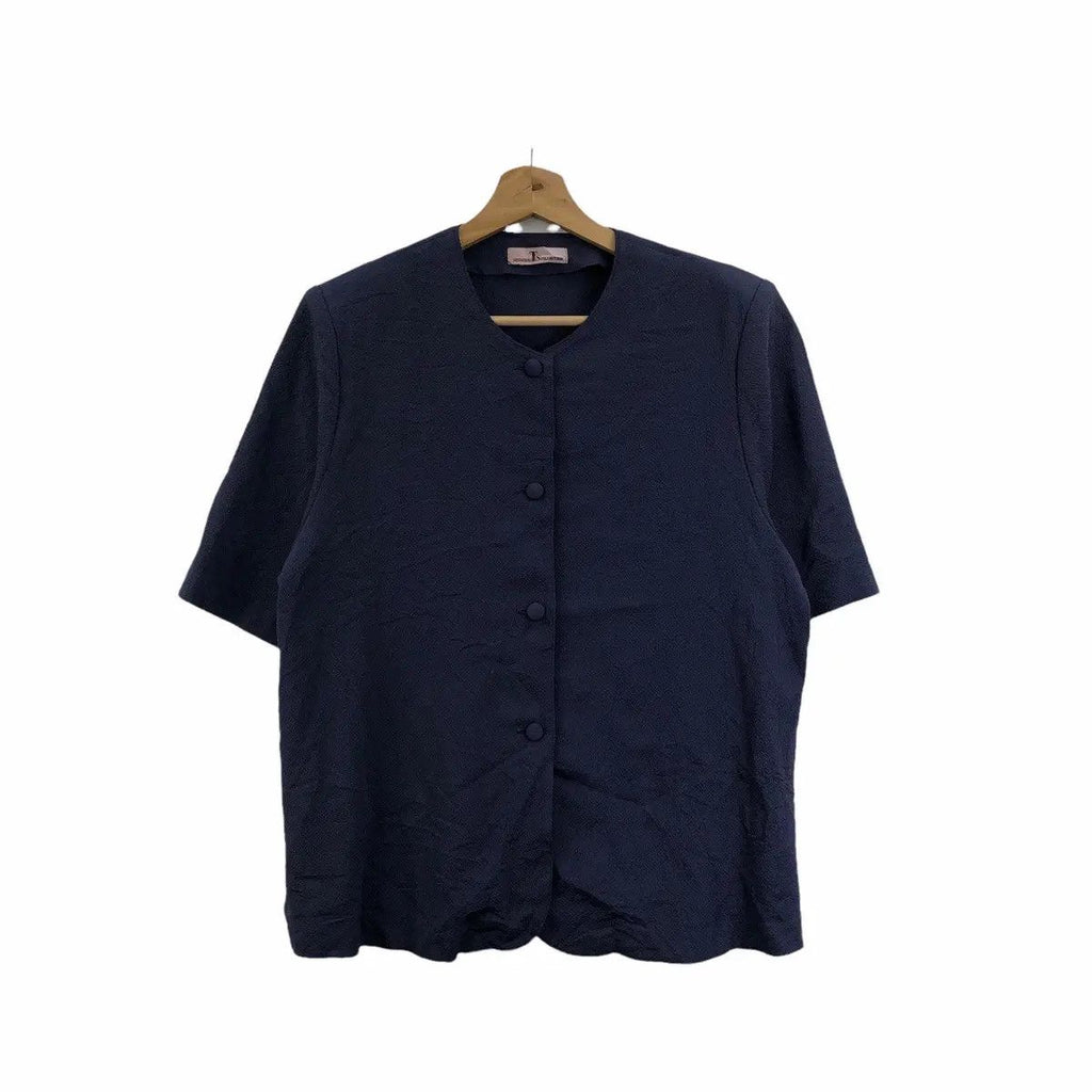 Vtg 90’ SHISENDO TS COLLECTION Japan Blouse Tee Shirt Button Casual Cardigan