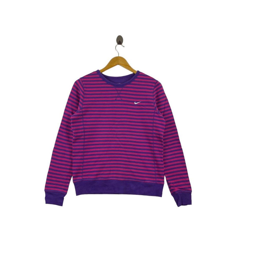 Vintage NIKE SWOOSH Athletic Dept Striped Pink Sweatshirt Sweater Pullover Jumper