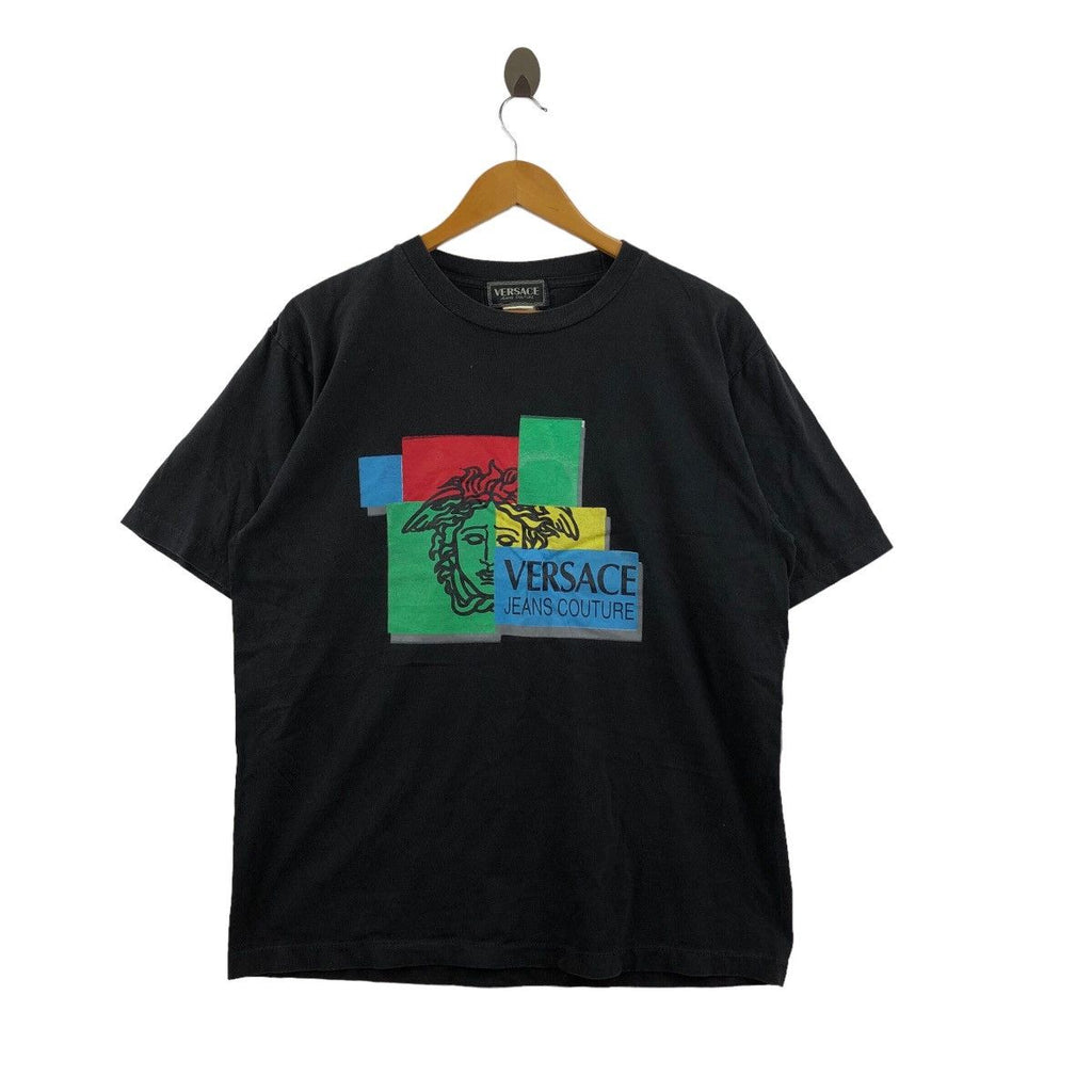 Vintage VERSACE JEANS COUTURE Medusa Artwork Tee Shirt Made In Italy Patchwork