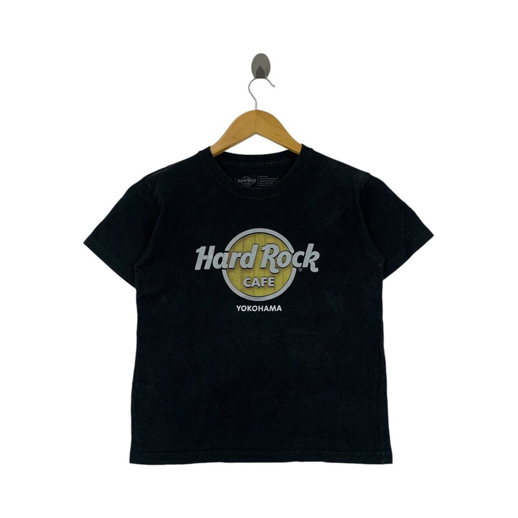 HARD ROCK CAFE YOKOHAMA Store Collection Tee Shirt Top Wood Panel Classic Black