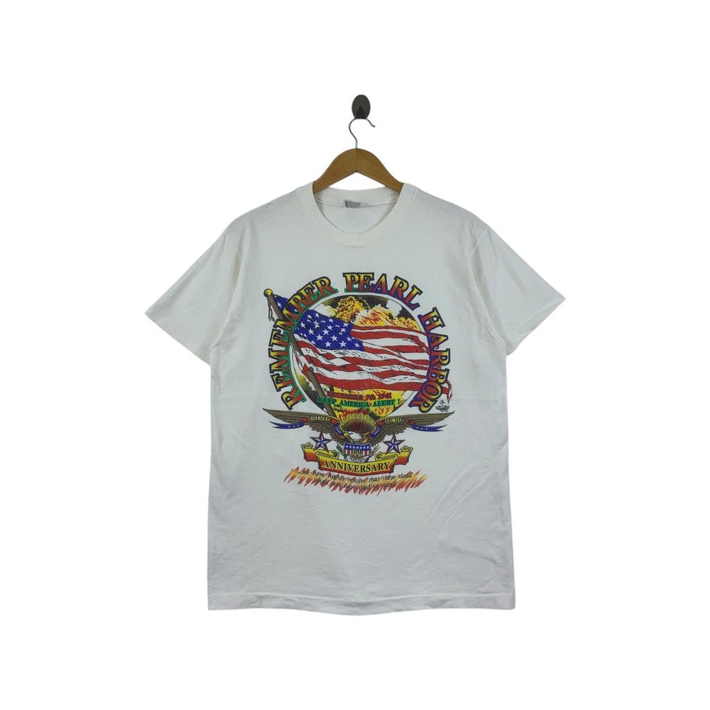 Vintage 1991 PEARL HARBOR 50th ANNIVERSARY Tee Shirt Top Remember Our Heroes