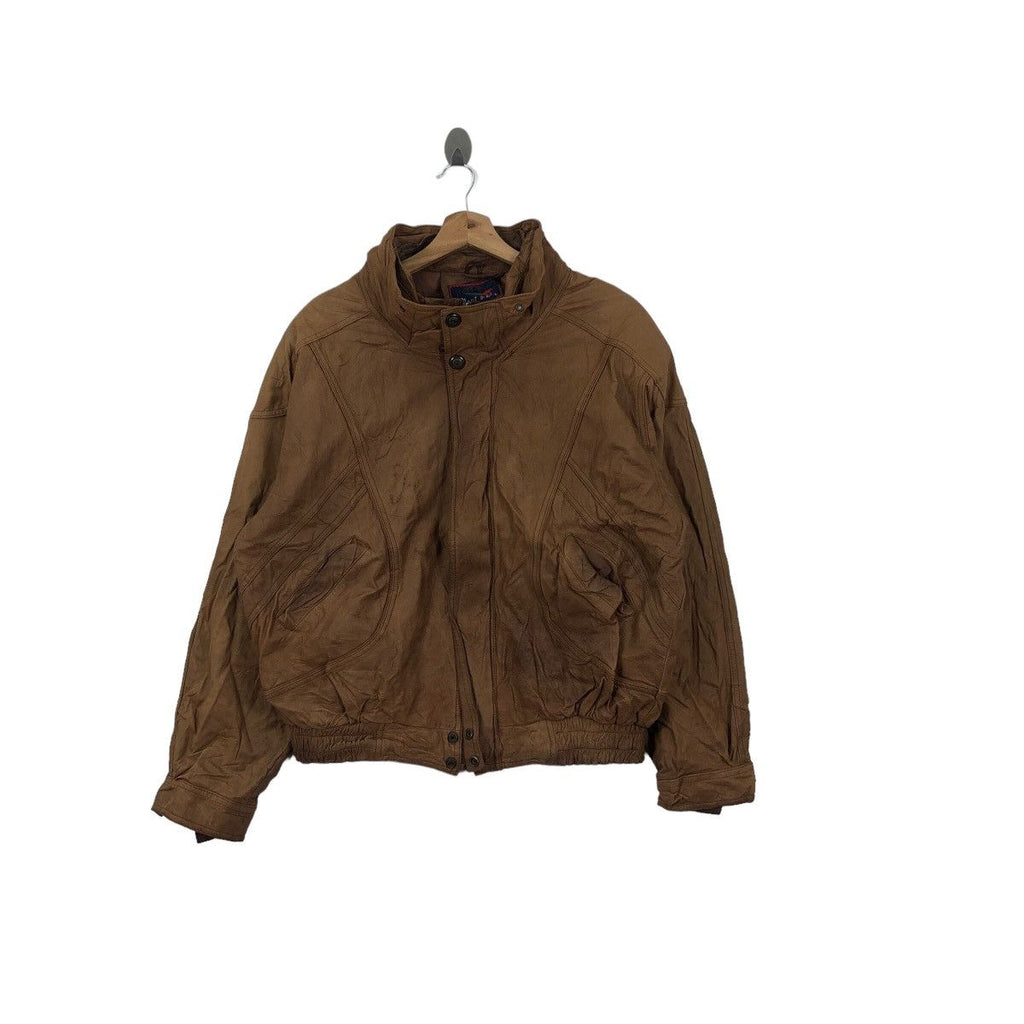Vintage MONT BLANC Genuine Leather Motorcycle Jacket Coat Outdoor