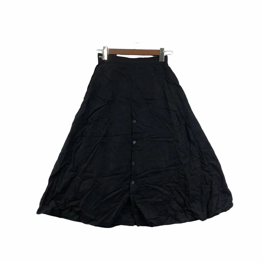 Vintage 90’ ELLE PARIS MAGAZINE Black Midi Skirt Bottom Minimalist Design A Line Pencil