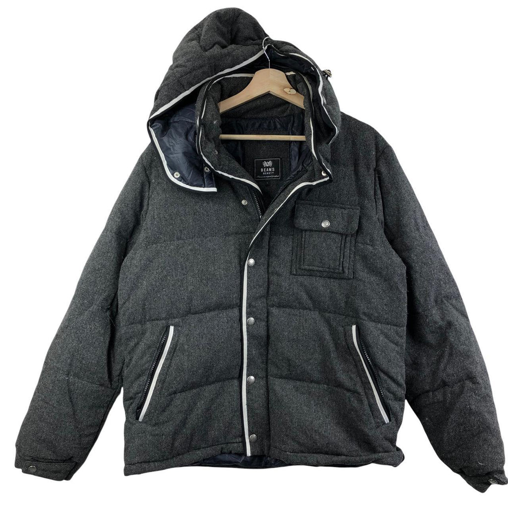 Vtg BEAMS HEARTS JAPAN Puffer Winter Jacket Ski Flight Minimalist Design