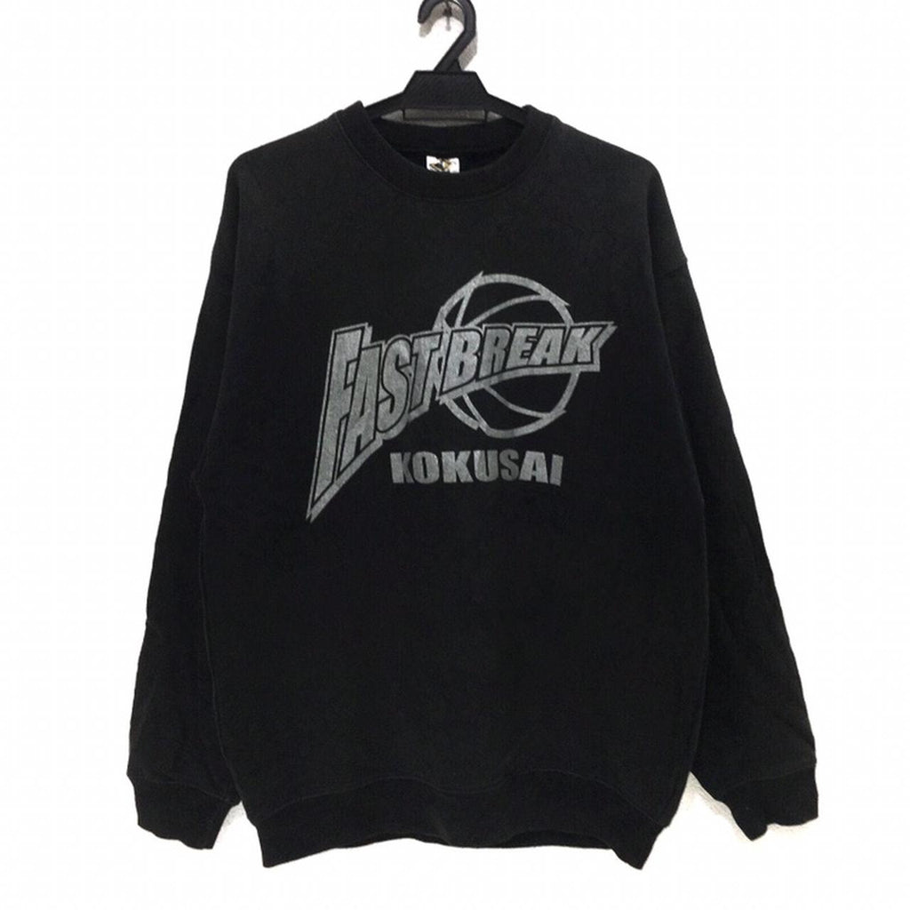 Vintage BENCH WARMER Fast Break KOKUSAI Basketball Big Logo Crewneck Sweatshirt Sweater Jumper Pullover NBA Sport Running