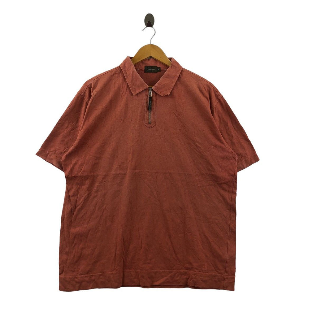 Vintage HENRY COTTONS LONDON Half Zipper Polo Tee Shirt Plain Top Made In Japan
