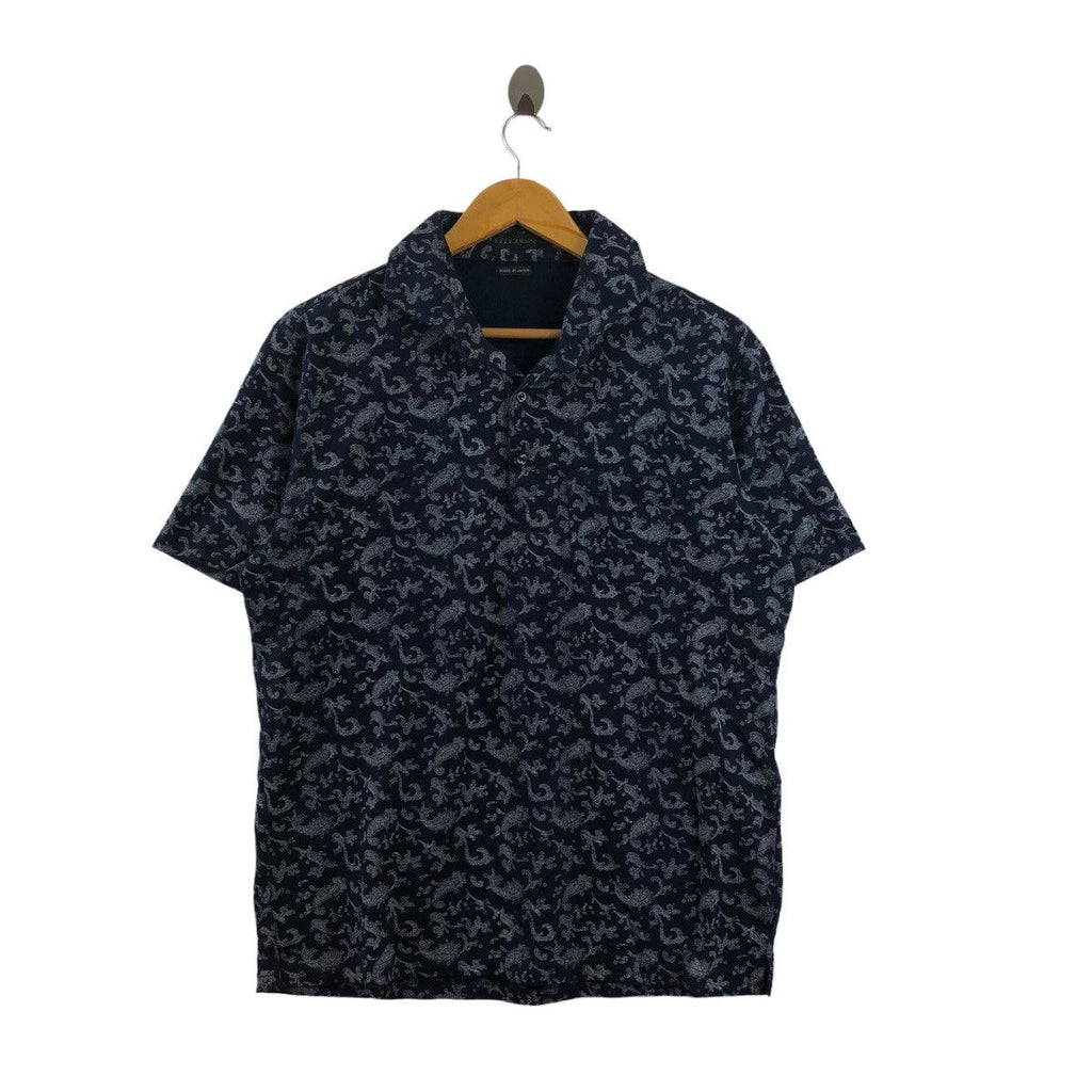 Vintage HILTON PAISLEY Over Print AOP Polo Tee Shirt Art Made In Japan
