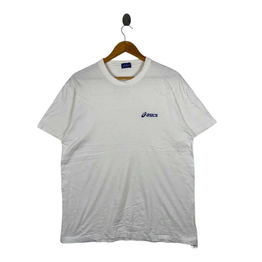 Vintage ASICS JAPAN TENNIS Embroidered Logo Tee Shirt Top Minimalist Design