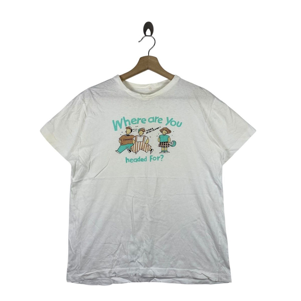 Vintage JAPAN ANIME CARTOON Comic Strip Tee Shirt Top Eigao Miniikuno Manga