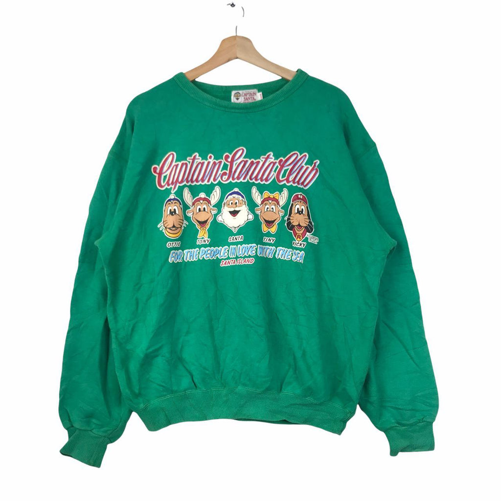 Vtg 80’ CAPTAIN SANTA CLUB Big Logo Sweatshirt Crewneck Pullover Sweater