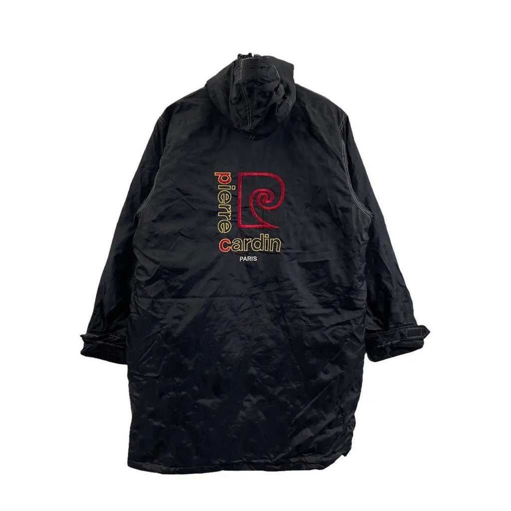 Vintage PIERRE CARDIN PARIS Coach Windbreaker Jacket Embroidery Raincoat Black