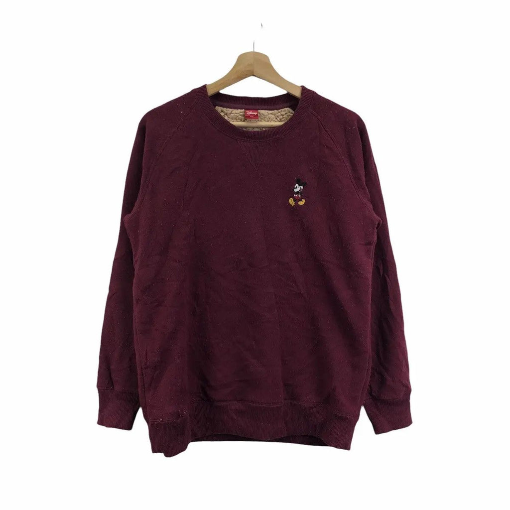 DISNEY MICKEY MOUSE Maroon Fleece Sweatshirt Sweater Pullover Jumper