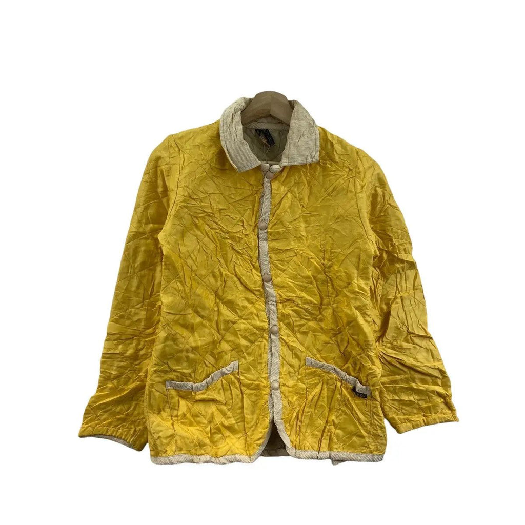 Vintage LAVENHAM MELFORD Made In ENGLAND Quilted Jacket Parka Sweater Windbreaker Yellow