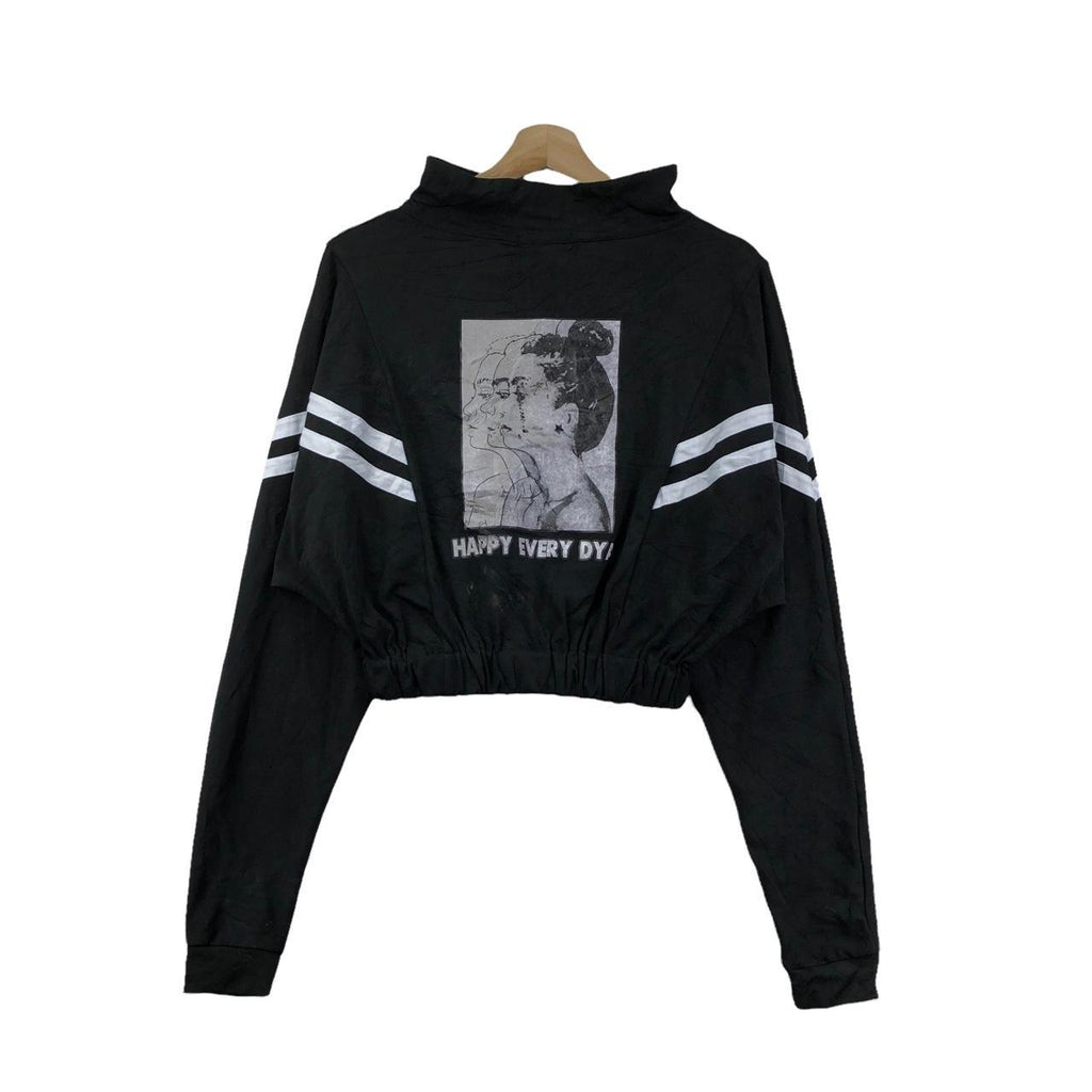 Vtg POP ART PHOTOGRAPHY Happy Life Sweater Jacket Windbreaker