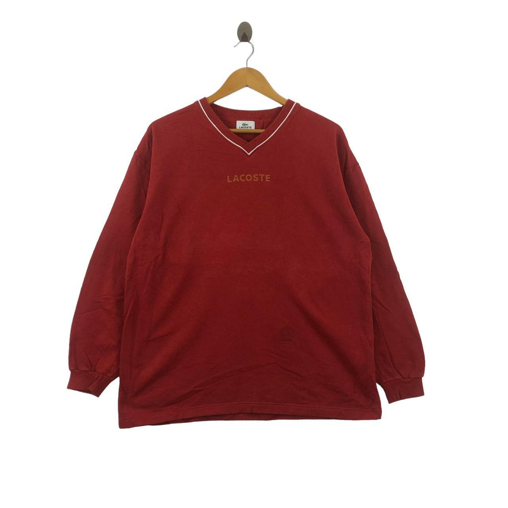 Vintage LACOSTE Homewear Collection Embossed V Neck Sweatshirt Sweater Pullover Jumper