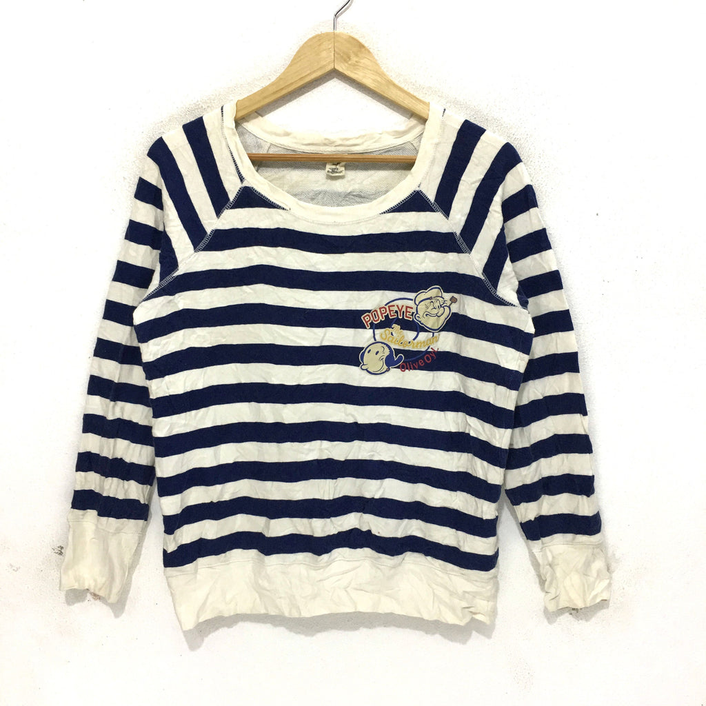 UNIQLO x POPEYE THE SAILORMAN Striped Sweatshirt Cartoon Pullover Jumper Crewneck Sweater