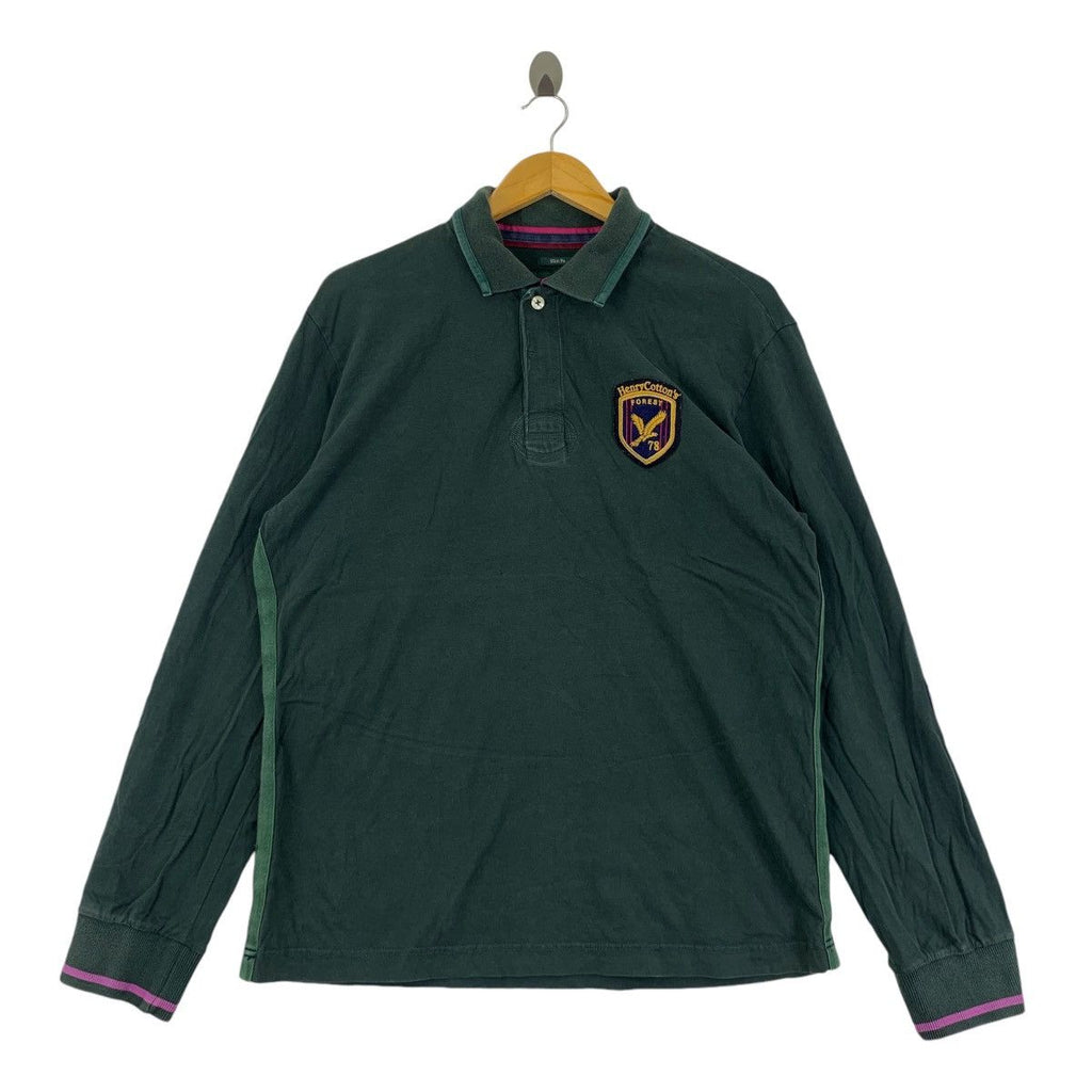 Vintage HENRY COTTONS FOREST Collection Polo Tee Shirt Top Crest Logo
