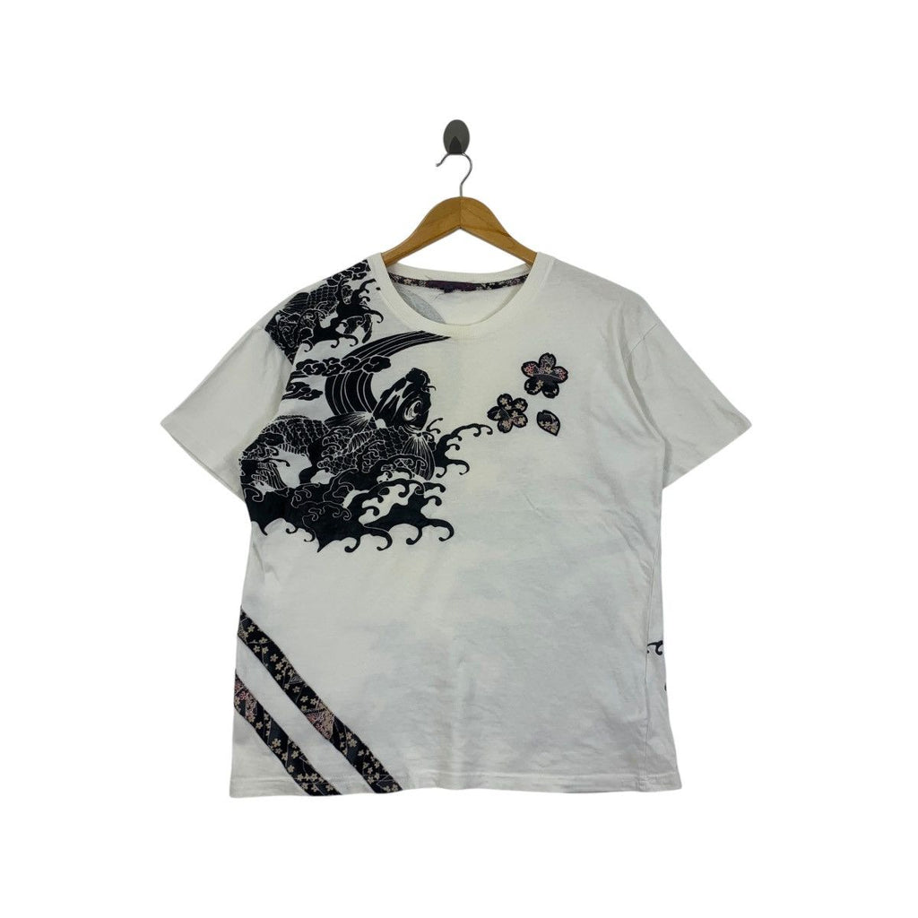 JAPAN TRADITIONAL KOI Fish Karakuri Onsen AOP Tee Shirt Top Temple Souvenir