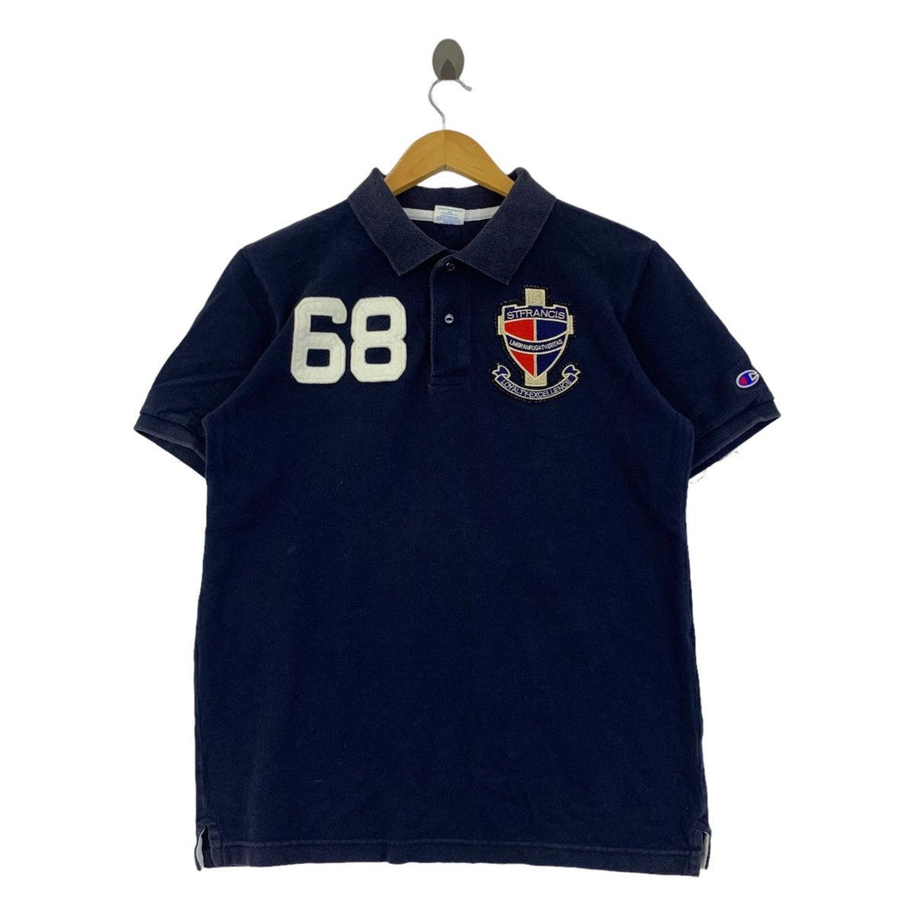 Vintage CHAMPION x ST. FRANCIS COLLEGE Polo Tee Shirt Top Embossed Logo