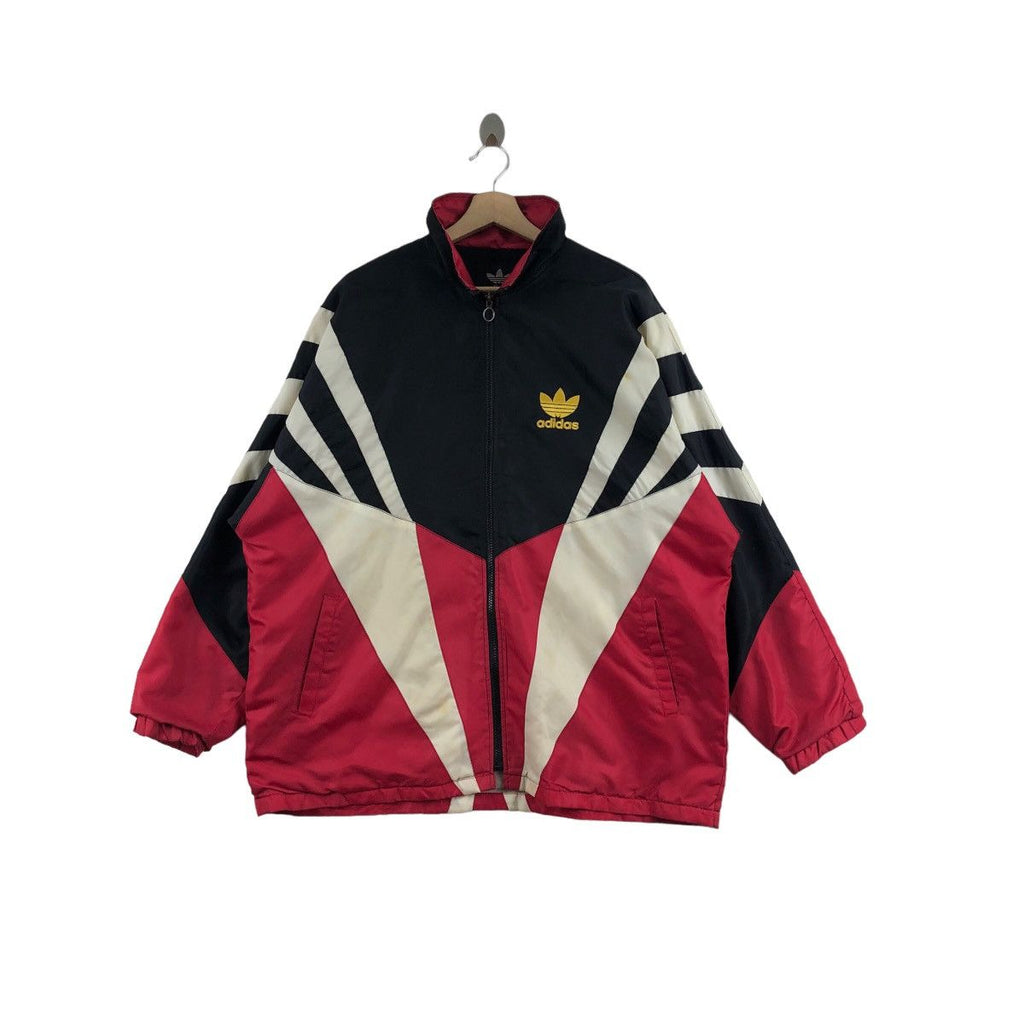 Vintage 90’ ADIDAS ORIGINALS TREFOIL Logo Striped Jacket Coat Parka Windbreaker