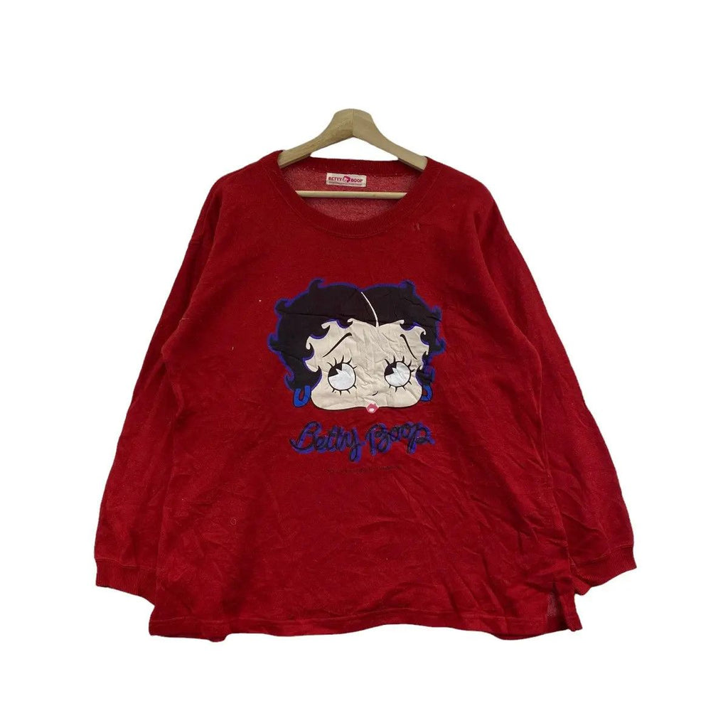 Vintage BETTY BOOP CARTOON Comic Strip Red Sweatshirt Sweater Pullover Jumper Anime Manga