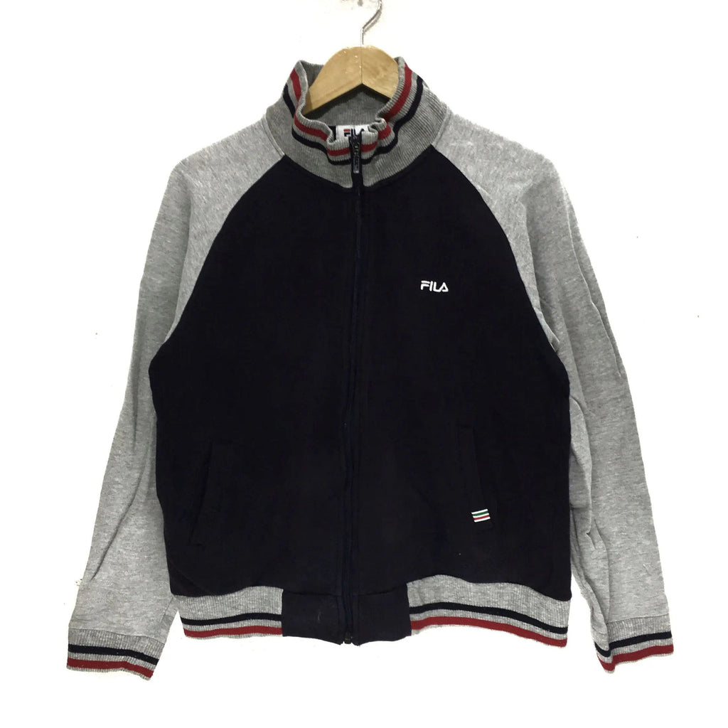 FILA BIELLA ITALIA Embroidered Logo Full Zipper Sweater Sweatshirt Running Gym