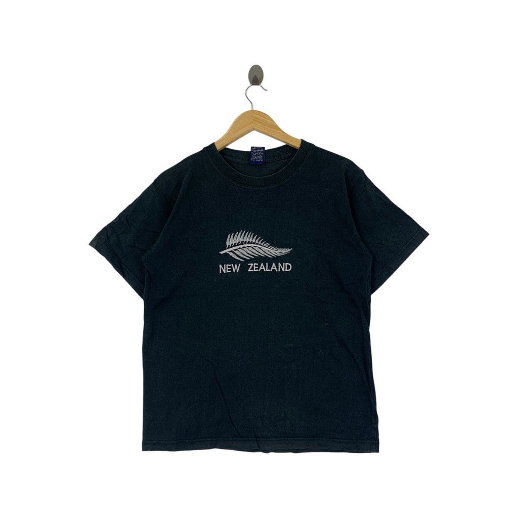 NEW ZEALAND SILVERN FERN Center Logo Tourist Tee Shirt Top Embroidered Logo