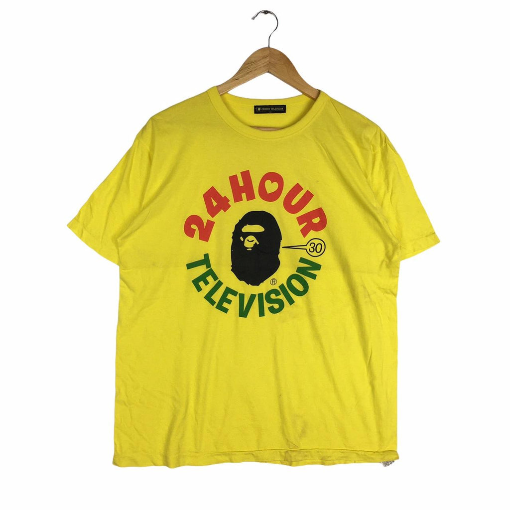 Vintage BAPE by A Bathing Ape x 24 HOUR TELEVISION Made In Japan Tee Shirt Cartoon Anime