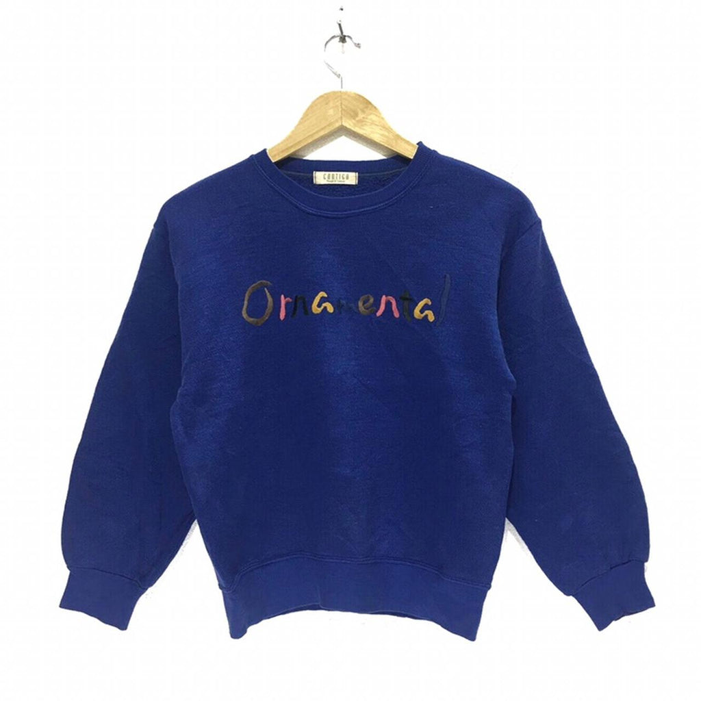 Vintage CONTIGO ORNAMENTAL Embroidery Logo Tennis Challenge Court Crewneck Sweatshirt Sweater