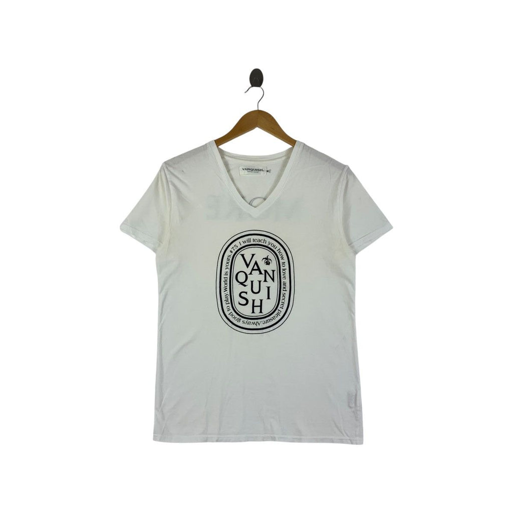 Vintage VANQUISH JAPAN How To Love More Tee Shirt Top Center Logo Harajuku