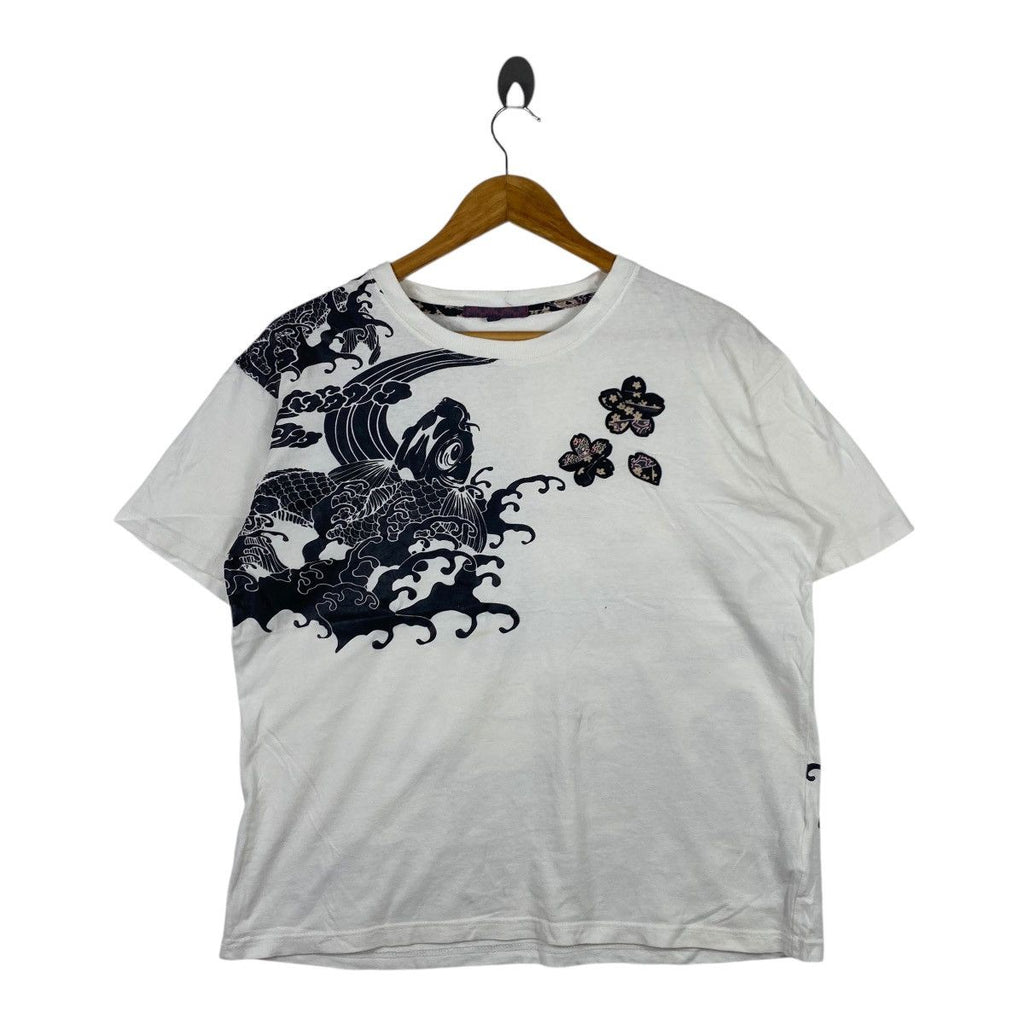 SUKAJAN T SHIRTS Japan Traditional Koi Sakura Tee Shirt Top Onsen Hot Spring