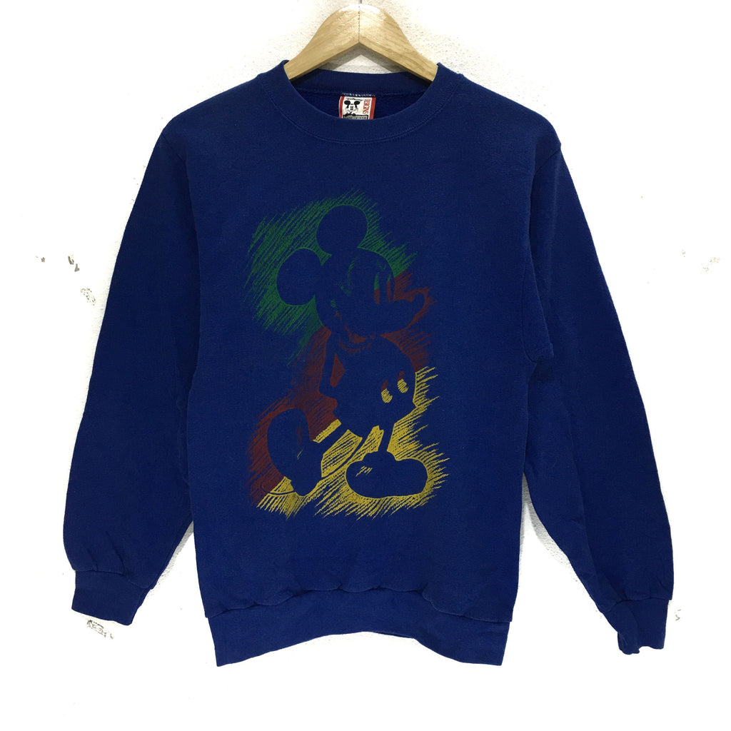 Vintage MICKEY MOUSE Made In USA Sweatshirt Disney Cartoon Crewneck Blue Sweater
