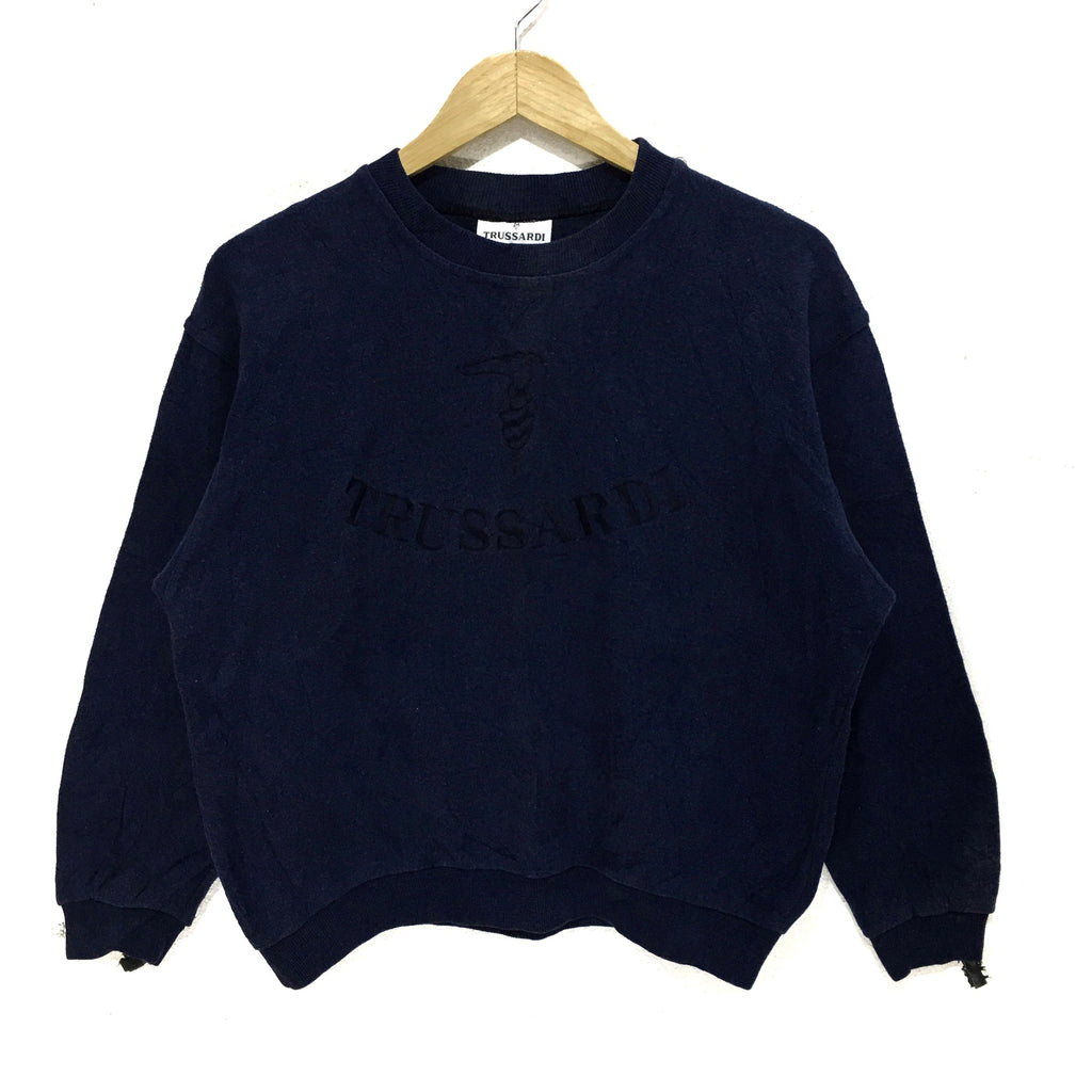 Vintage TRUSSARDI ITALY Sweatshirt Embroidered Logo Pullover Jumper Crewneck Sweater