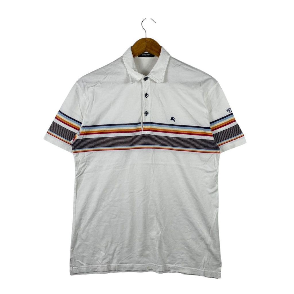 Vintage BURBERRY BLACK LABEL Ocean Life Polo Tee Shirt Top Striped Prorsum Logo