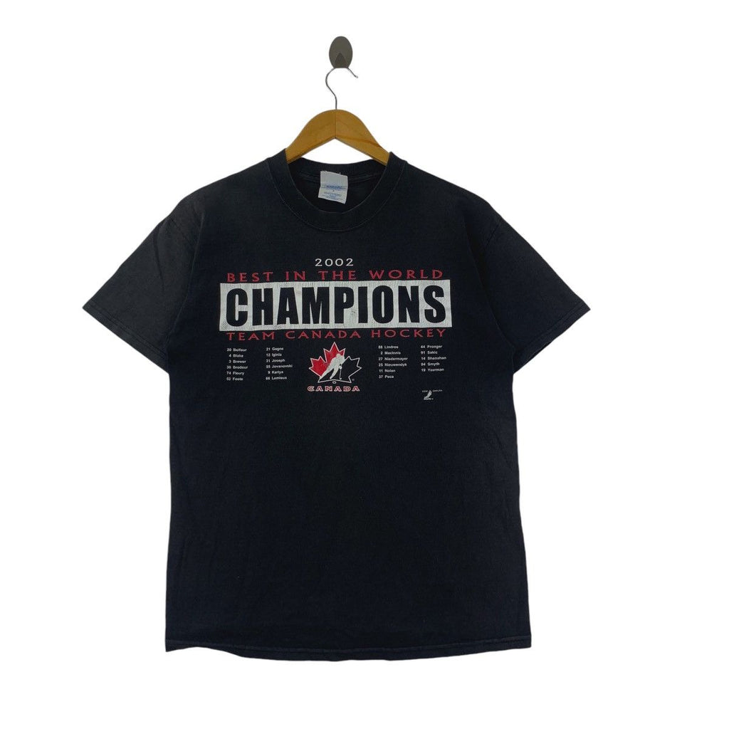 Vintage 2002 TEAM CANADA HOCKEY Champions Tee Shirt Top Best In The World NHL
