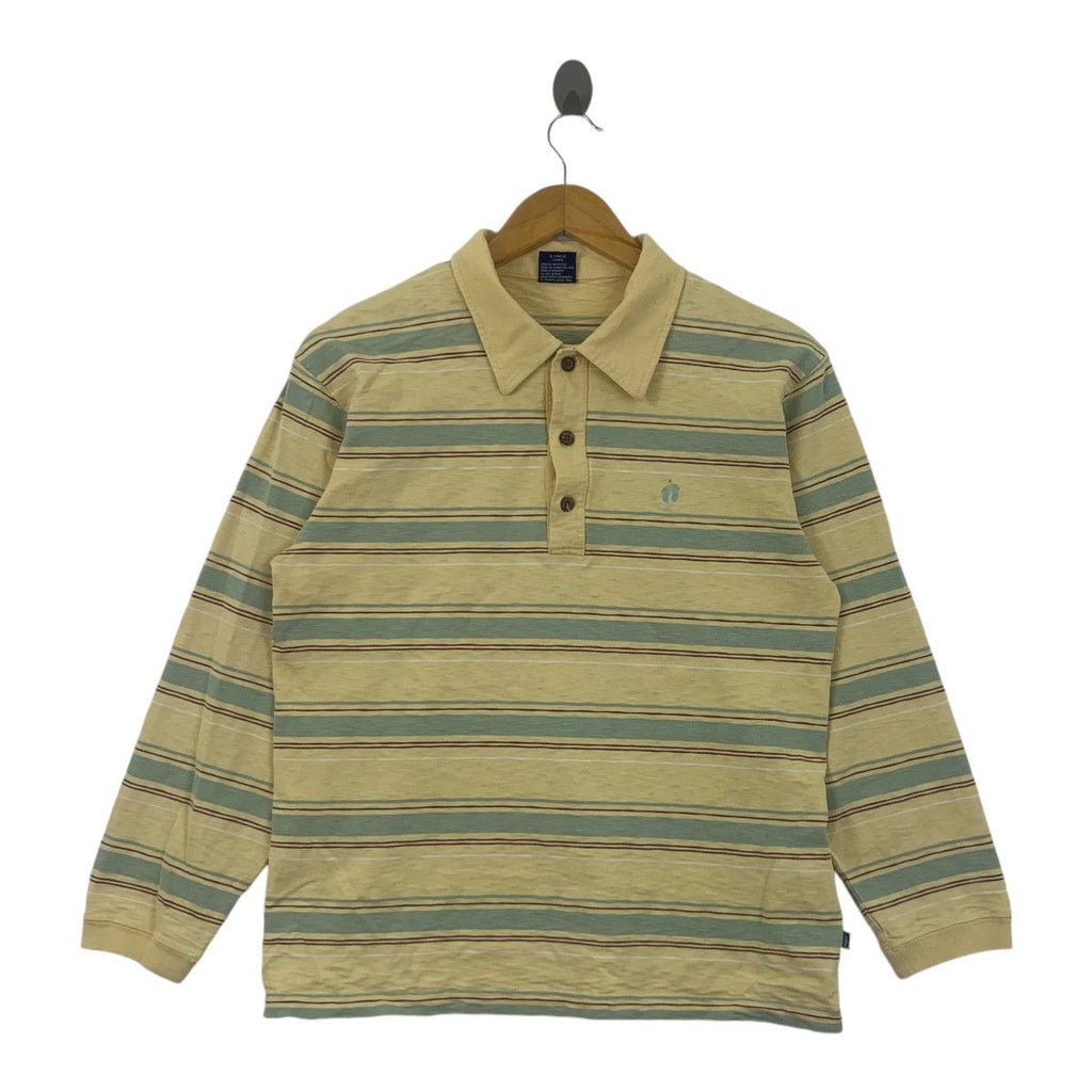Vintage HANG TEN HAWAII Surf Foot Logo Striped Polo Tee Shirt Top Pearl City