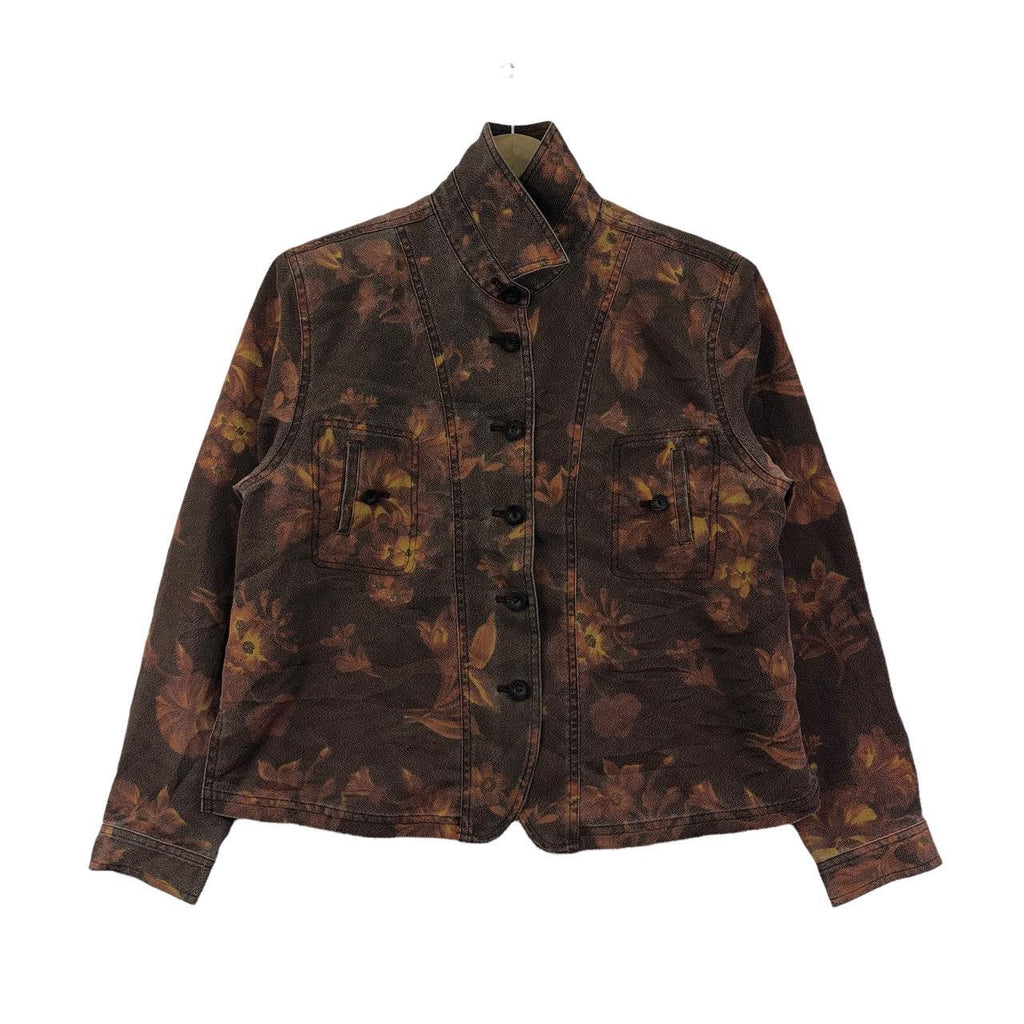 Vtg 80’ CATHARINE TOKYO AOP All Over Print Floral Denim Jacket Cardigan Jeans