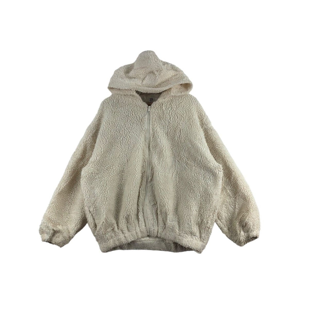 Vintage JAVA BIKES BICYCLE Outdoor Bulky Sherpa Fleece Jacket Hoodie Windbreaker