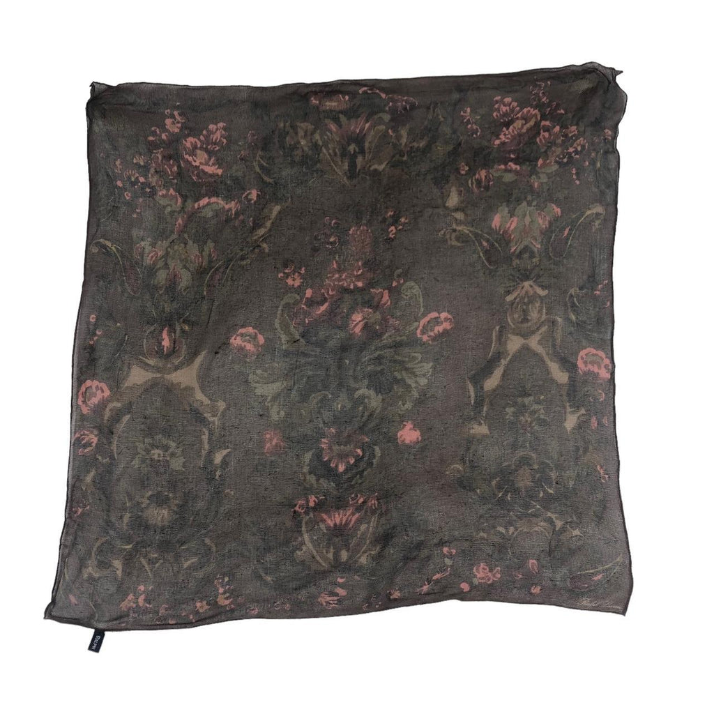Vtg RALPH LAUREN SILK Floral Coral Scarf Shawl Hand Rolled Neckerchief