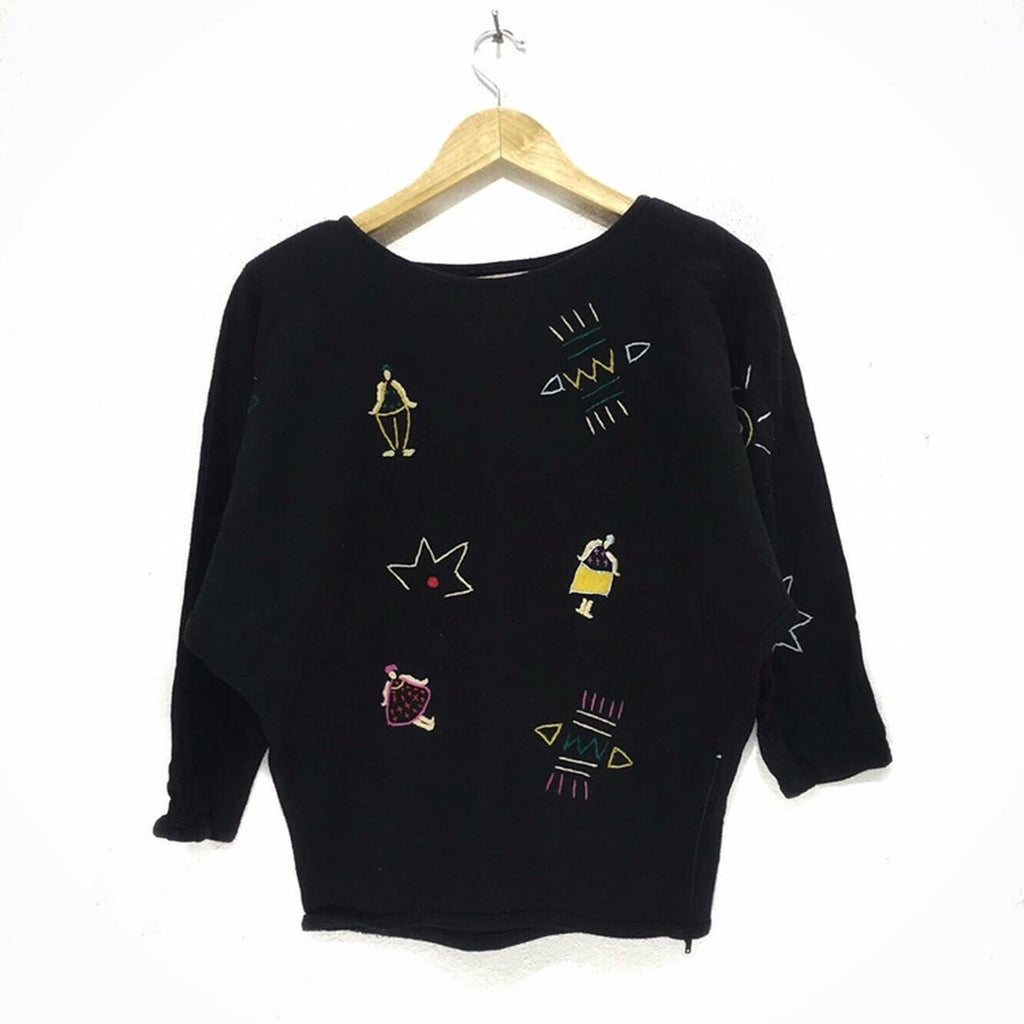 Vintage LA CASA ITALY Pop Art Painting Drawing Embroidery Crewneck Sweatshirt  Sweater Pullover Jumper Blouse