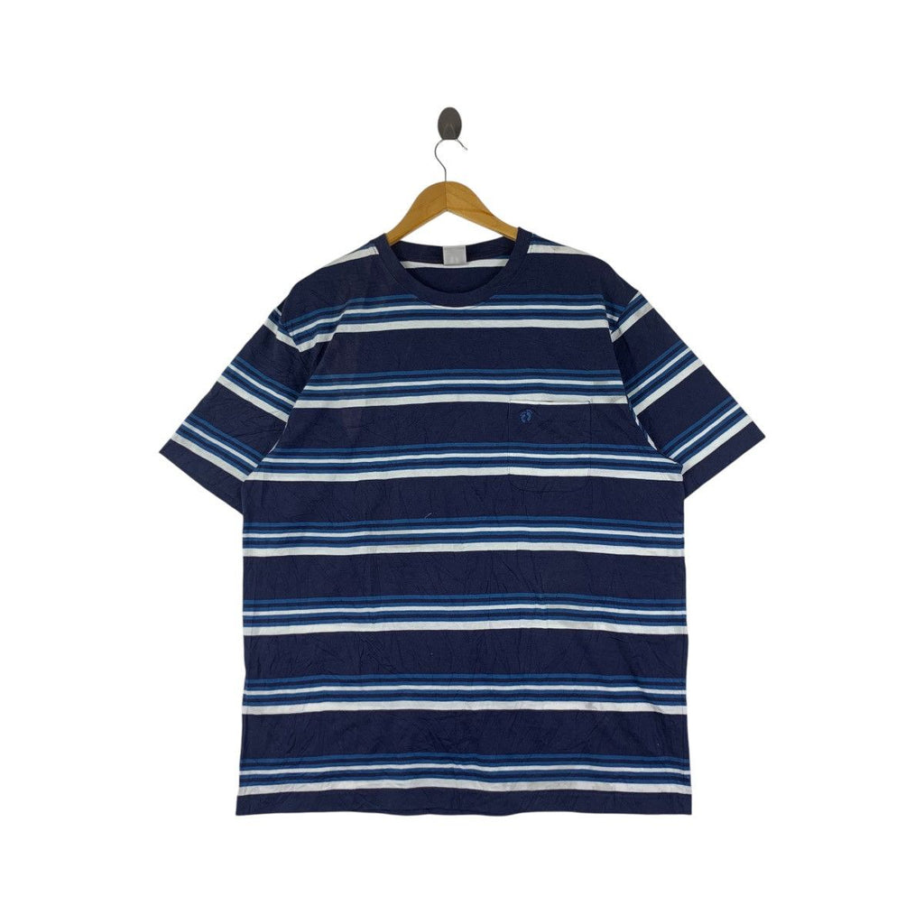 Vintage HANG TEN HAWAII Surf Striped Pocket Tee Shirt Top Foot Logo Beach