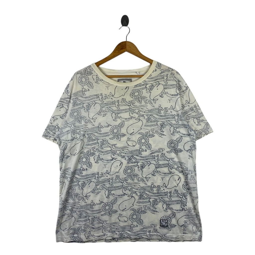 FAT ANIMAL WHALE Ocean Creature Over Print Tee Shirt Top Collaboration Art