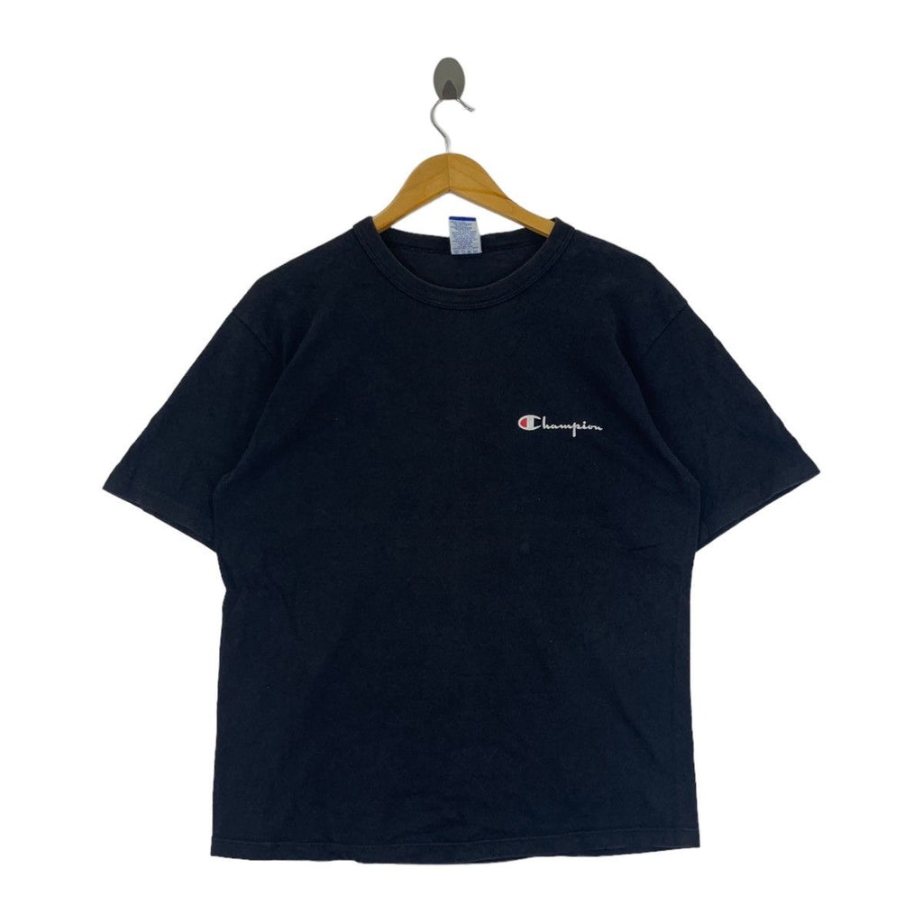 Vintage 90’ CHAMPION SCRIPT Logo Single Stitches Tee Shirt Top Made In USA