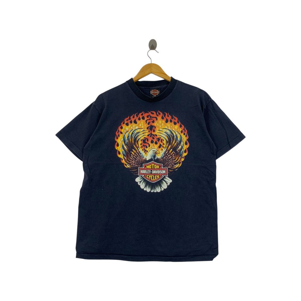 Vintage 90’ HARLEY DAVIDSON MOTORCYCLE Flame Eagle Tee Shirt Top Wild & Free Rider